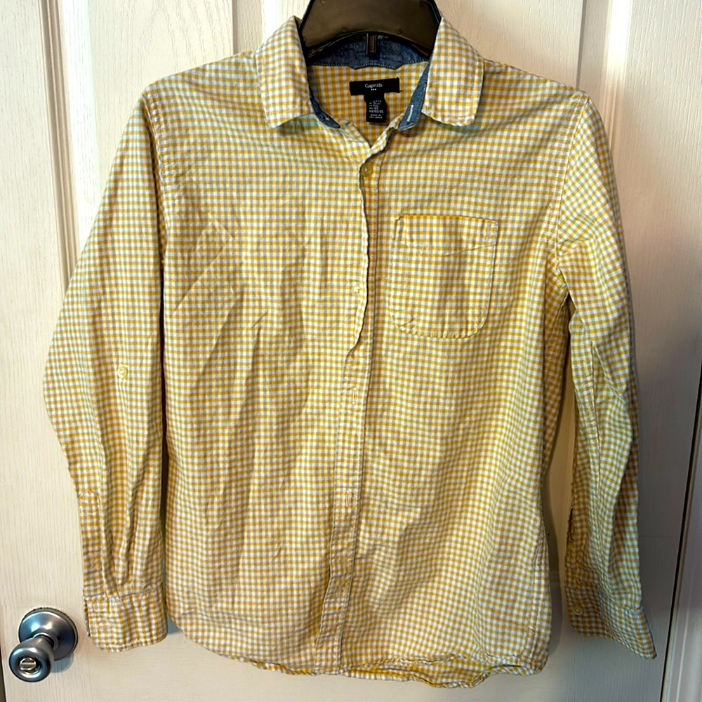 Gap Kids Gingham Button Down Shirt Size XXL